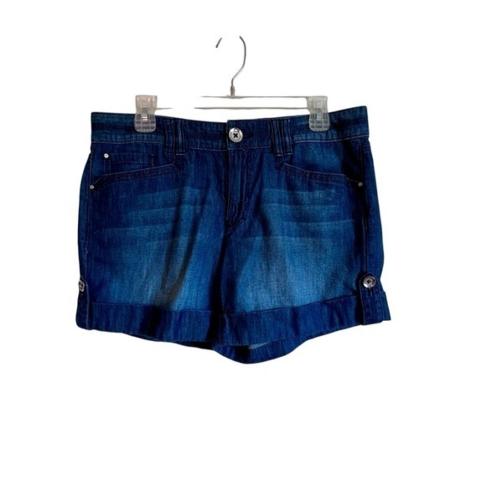 White House Black Market Women's Blue Denim Cuffed Hem 5” Shorts Size 8‎